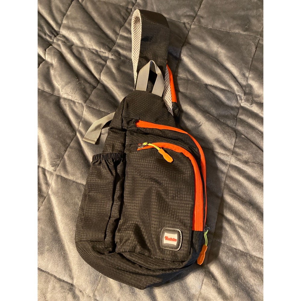 Tanluhu Black Orange Ripstop Sling Bag Crossbody Hiking Backpack Shoulder Pack